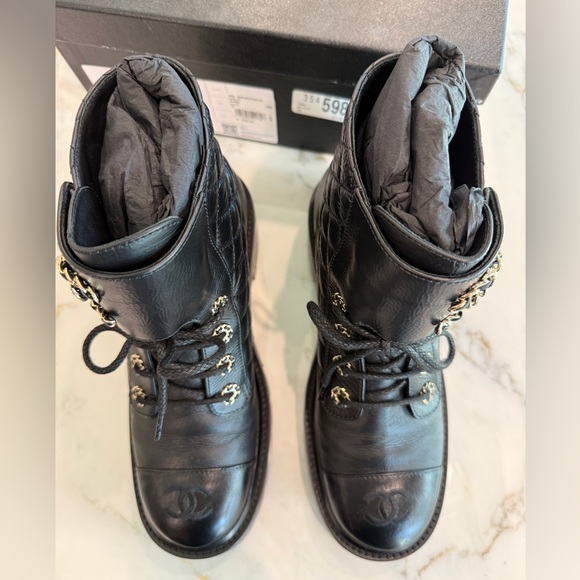 Authentic Chanel Black leather Brave combat boot Size 39 - Picture 5 of 5